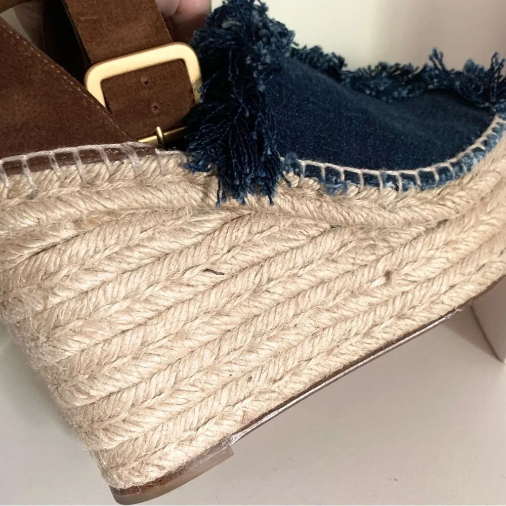 Chloe suede denim wedge heels